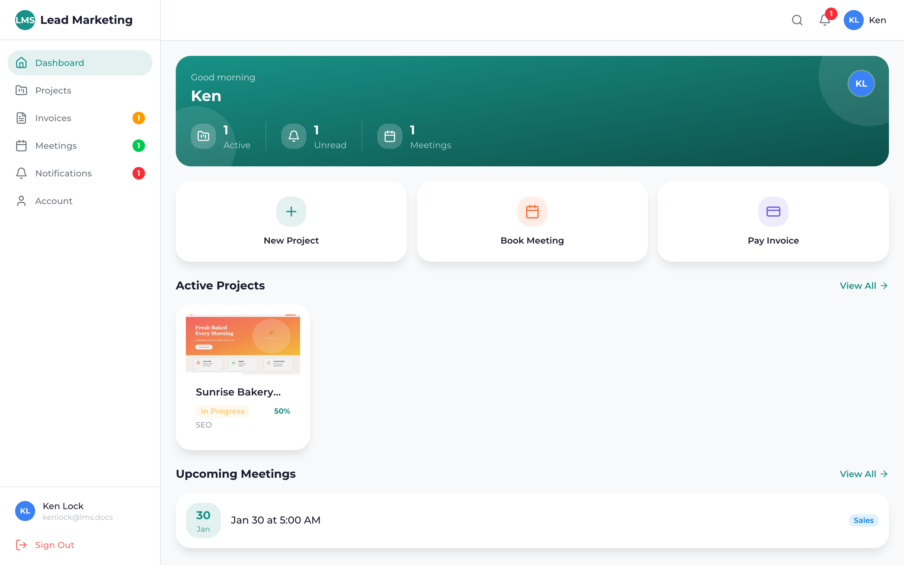 Client Portal dashboard overview