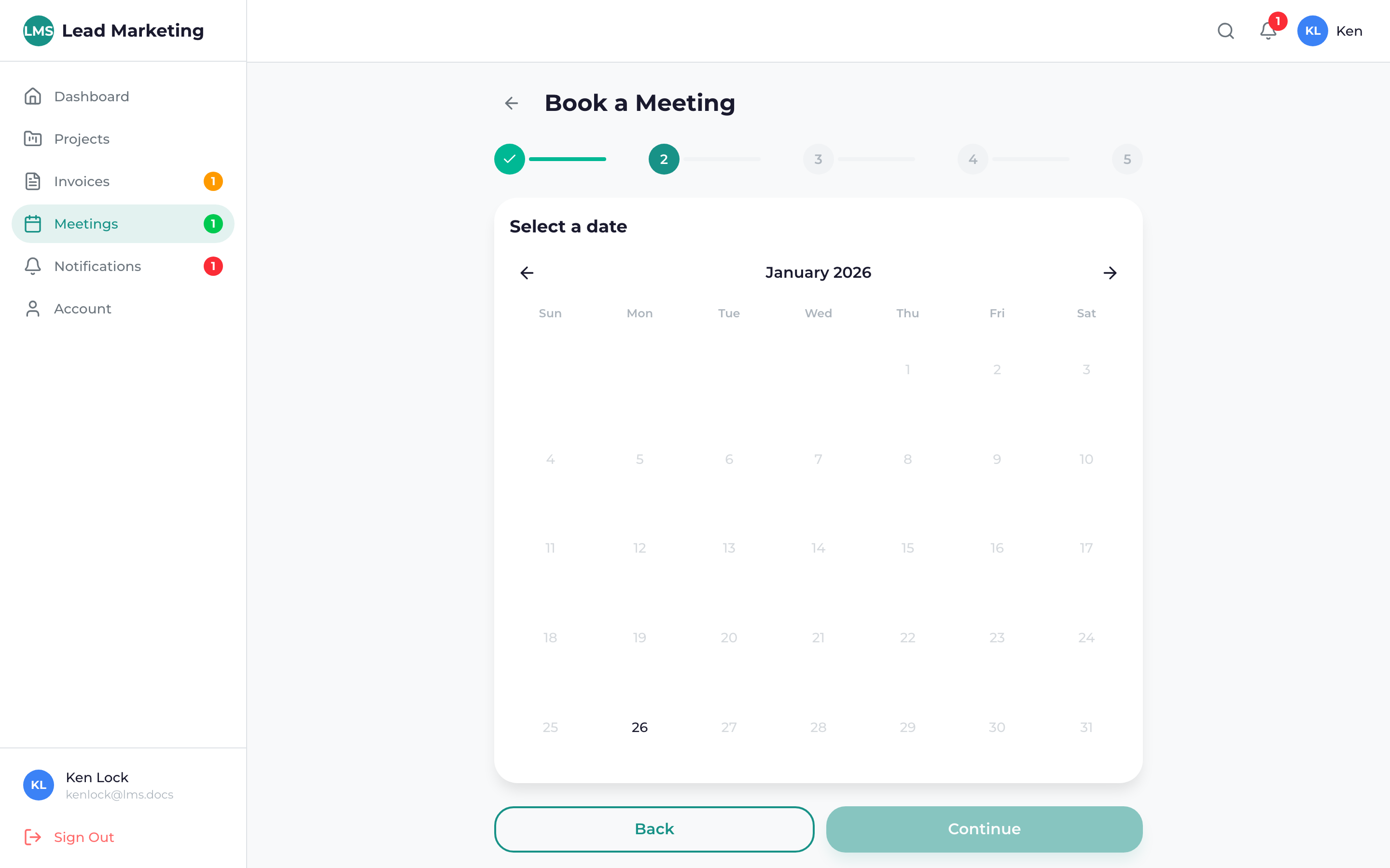 Meetings calendar view