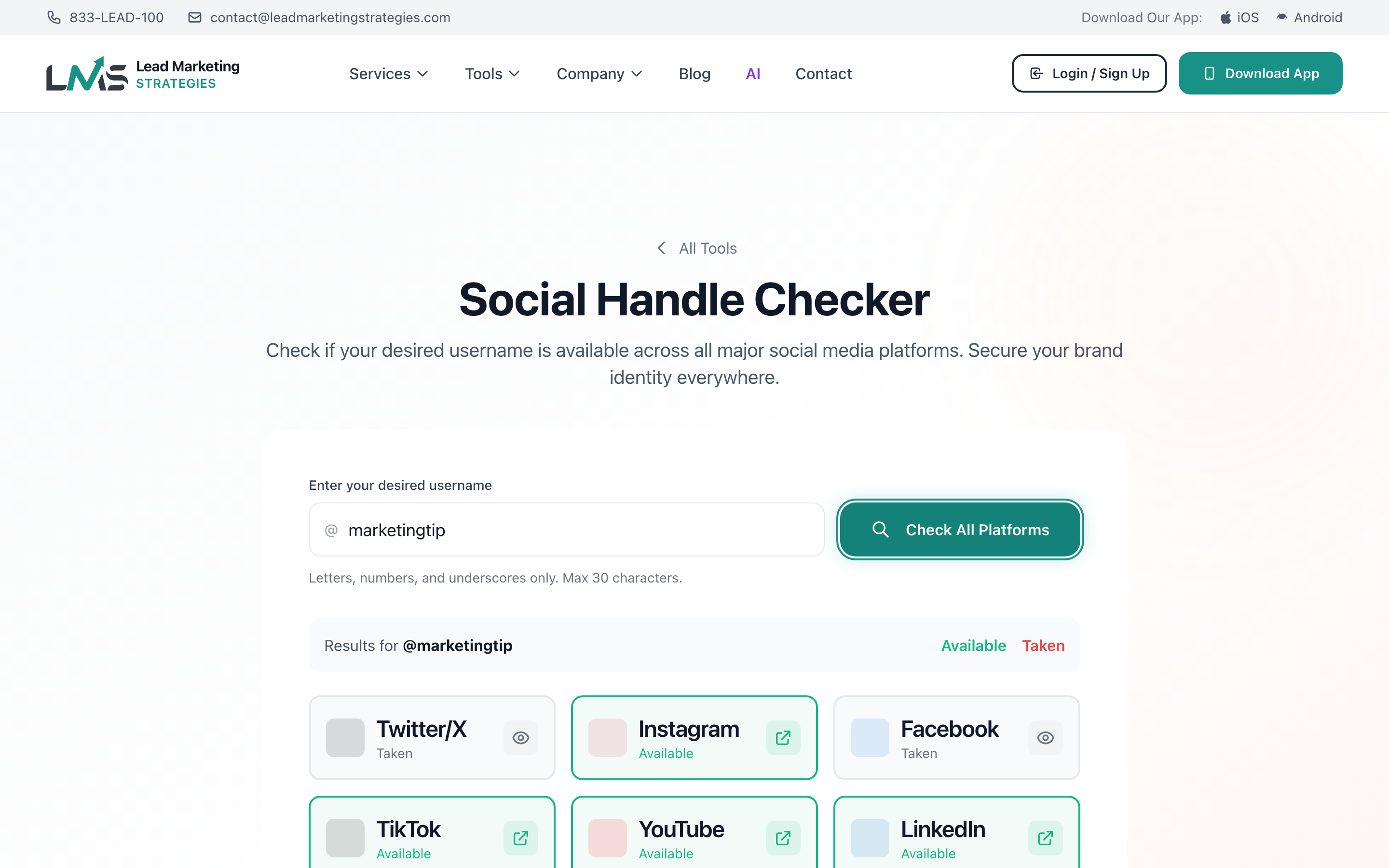 Social Handle Results