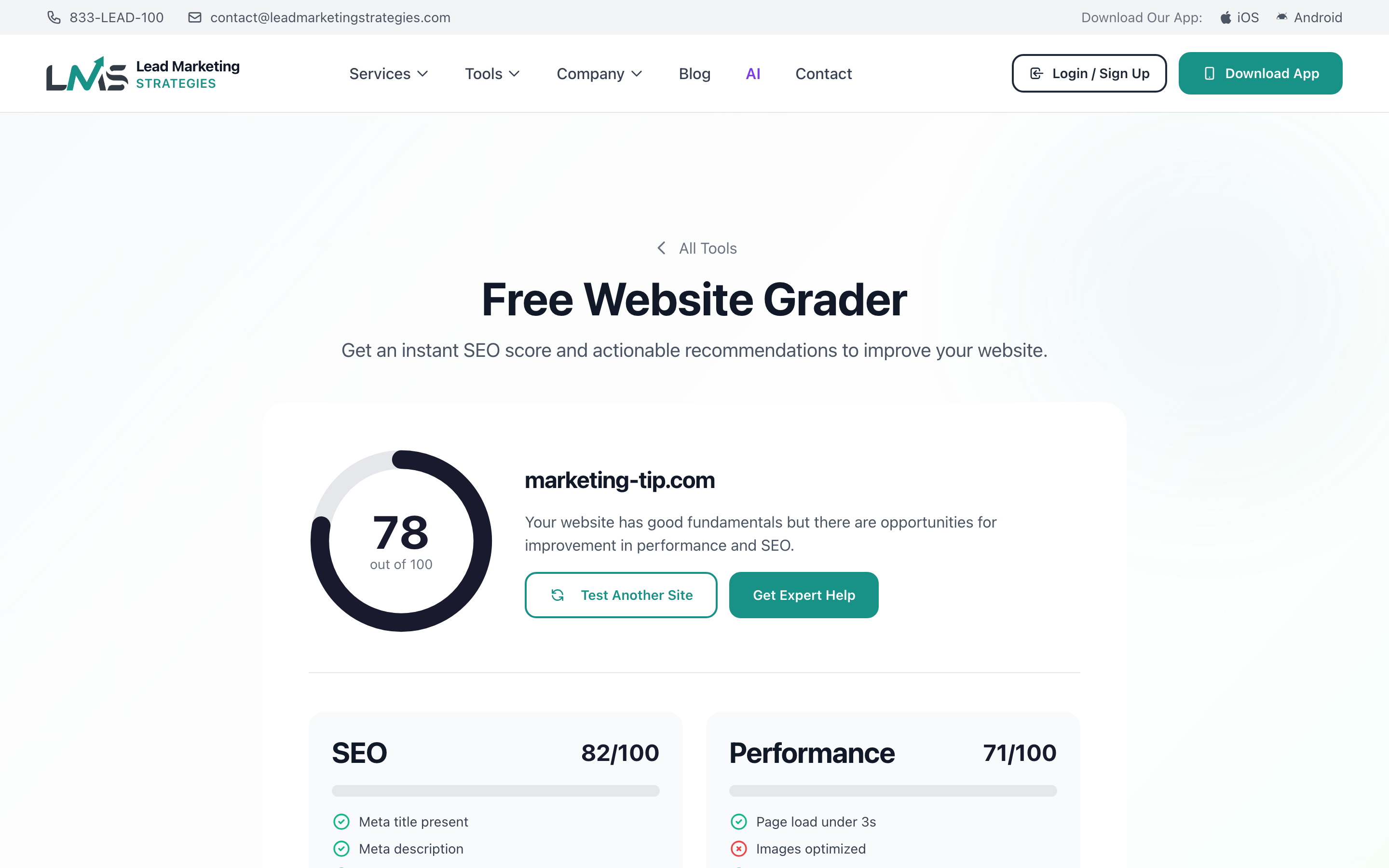 Website Score Breakdown