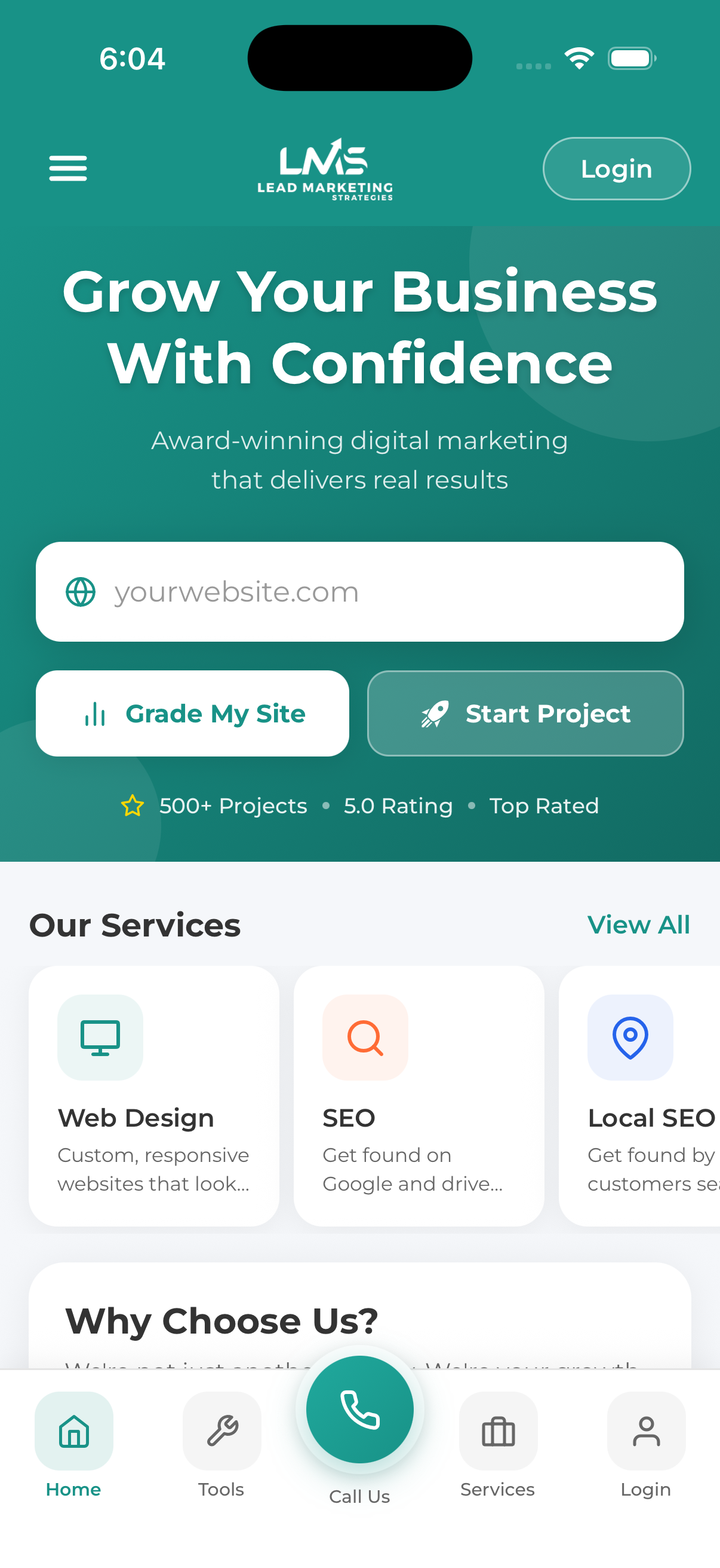 Lead Marketing Strategies mobile app home screen