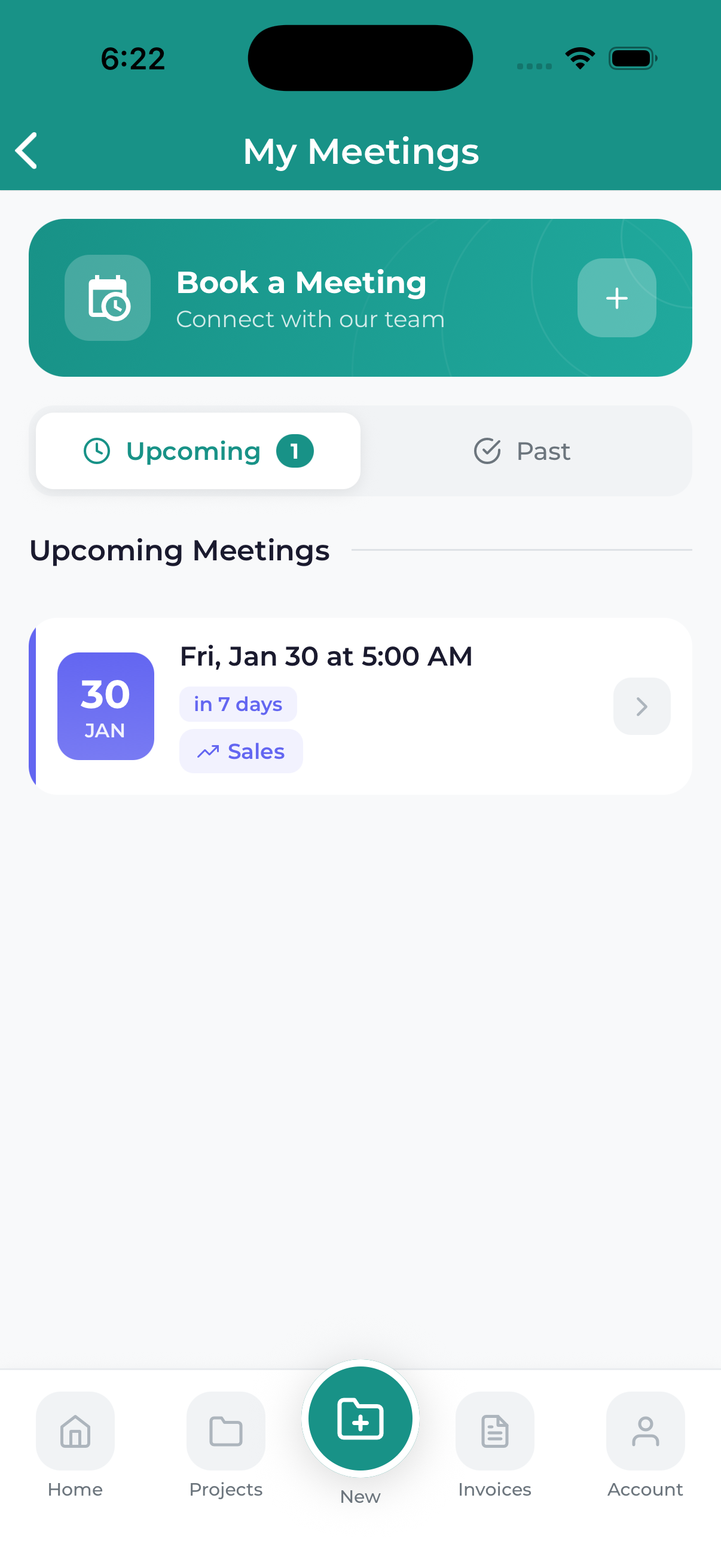 Mobile app meetings list