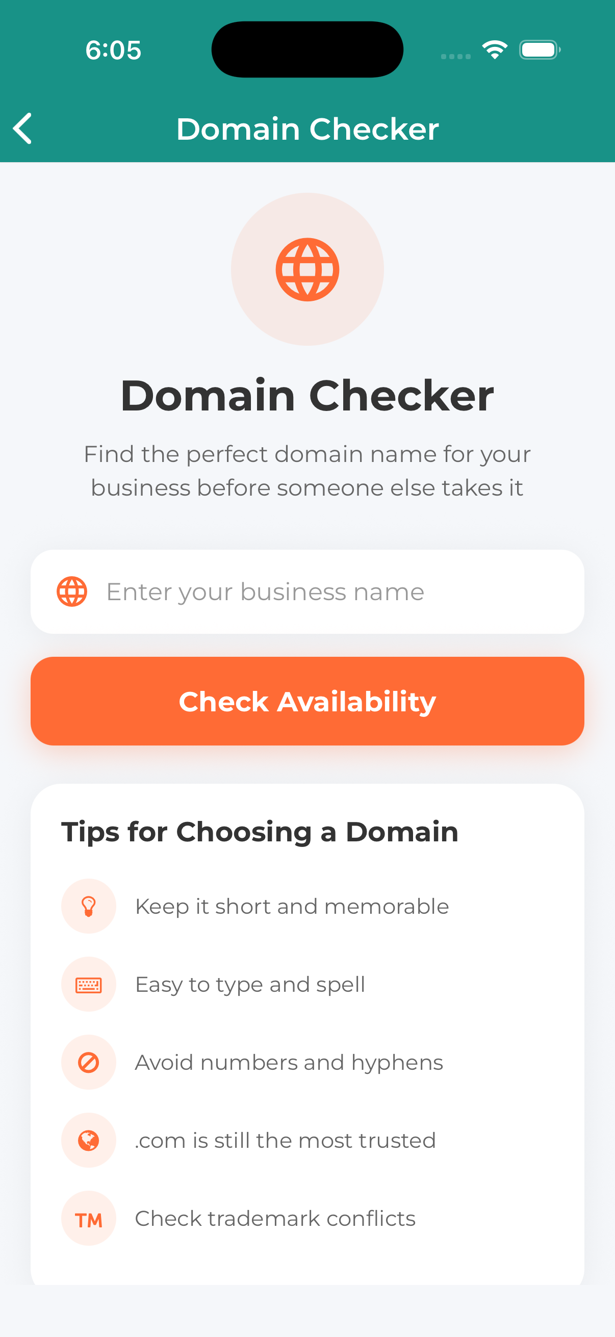 Mobile app domain checker